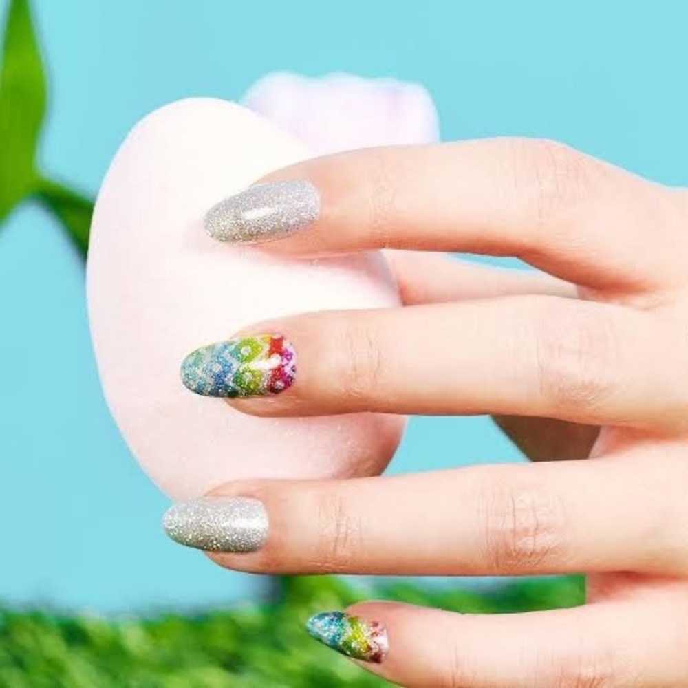 Color Street Eggs-travaganza Retired Easter Nail Polish Strips Rainbow Glitter